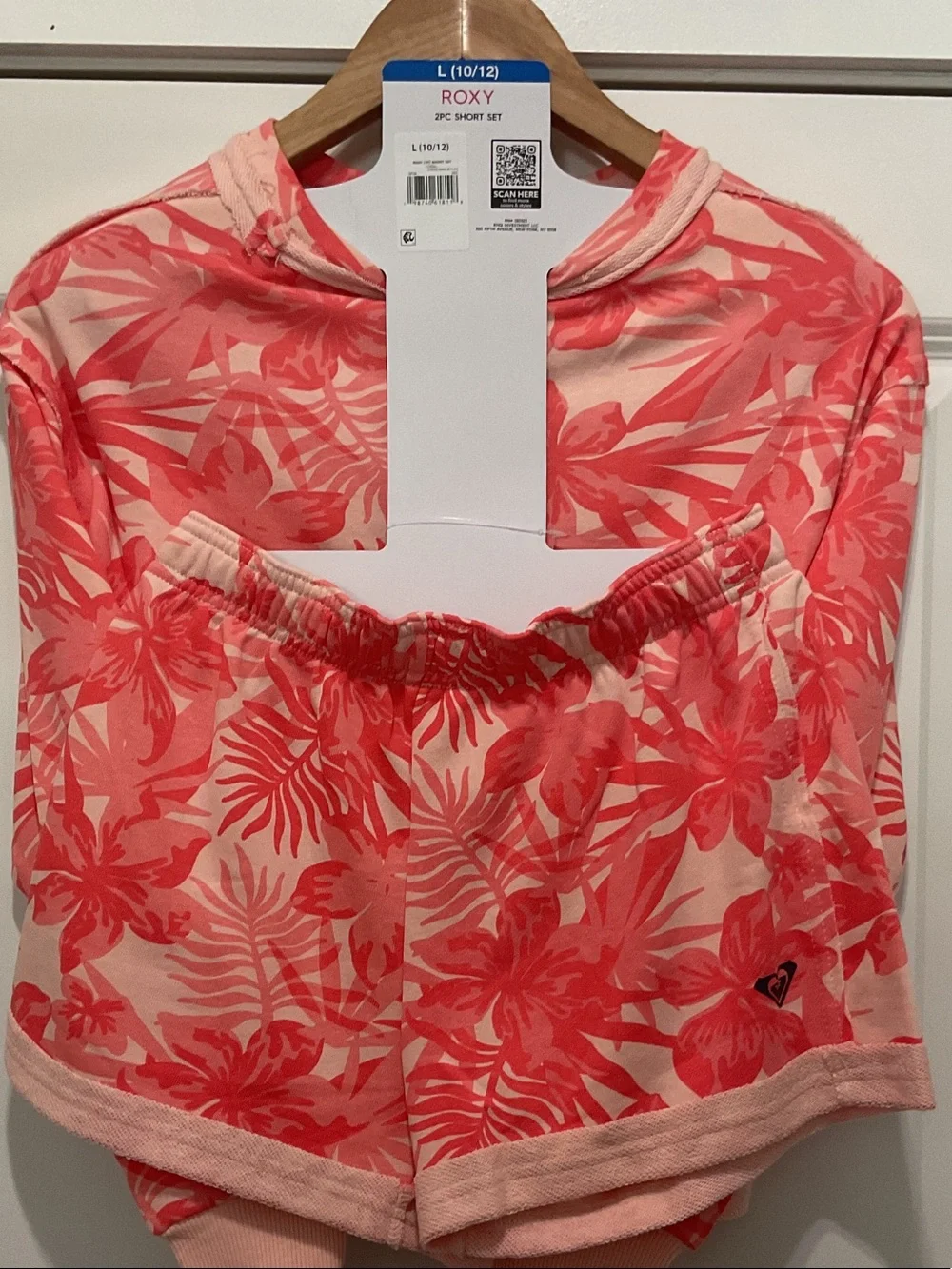 Roxy Girls Coral Pink Tropical Print Matching Set